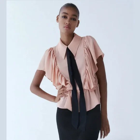 LAST ONE!!! ZARA Blouse with Contrasting Tie - Picture 5 of 12